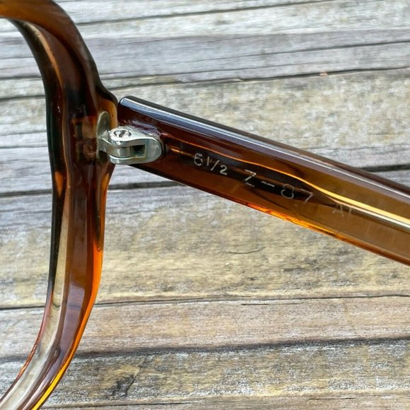 Vintage Eyeglasses Frame Brown Unisex Glasses Frame Z-87 61[]19 135 main image 12